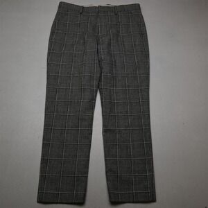 NEW Express 34x32 Gray Glenn Check Plaid Cotton Wool Flannel Slim Dress Pants